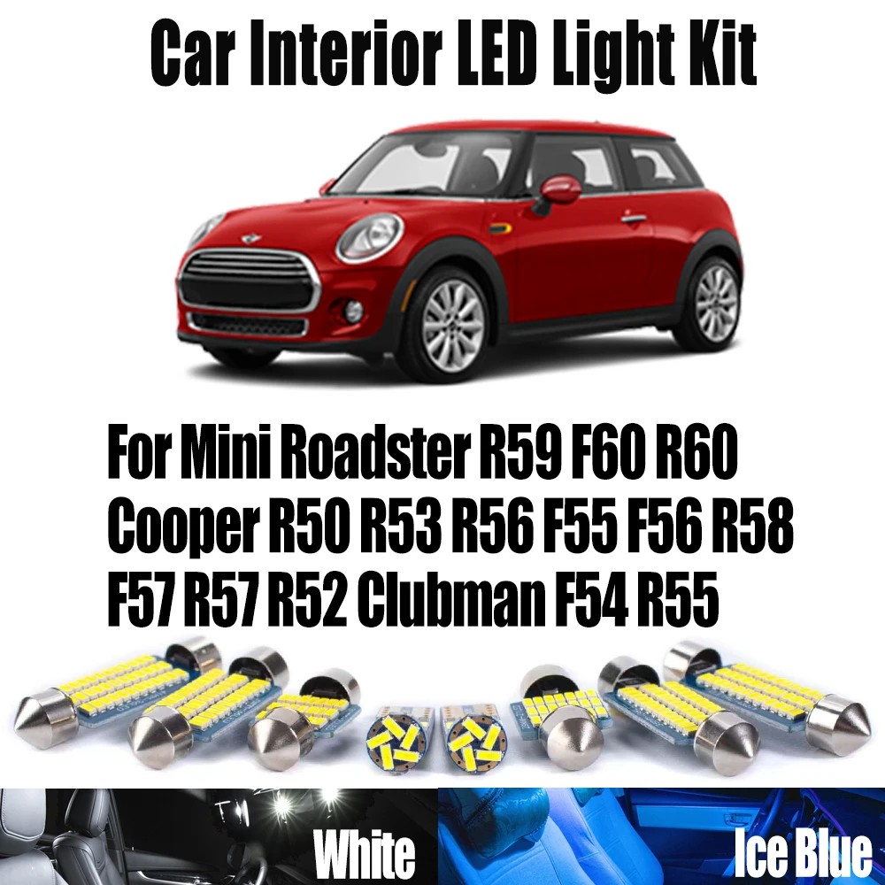 For Mini Roadster R59 F60 R60 Cooper R50 R53 R56 F55 F56 R58 F57 R57 R52 Clubman F54 R55 LED Interior Ceiling Light Car Bulb Kit