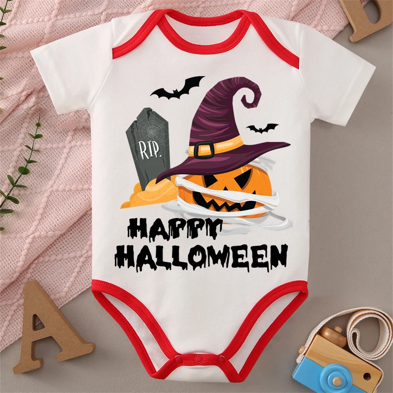 

MINISO Happy Halloween Print Pure Cotton Baby Cloths Jumpsuit Onesie Soft Bodysuit for 0-12 Months Newborn Best Gift for Baby