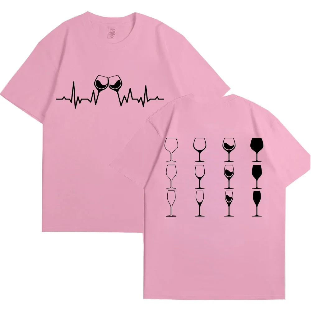 Wine ECG Graphic Tee Shirt Bestie Funny Drinking Lover Shirt for Women Summer Fashion Y2k Tops Aesthetic Clothing Female T-shirt