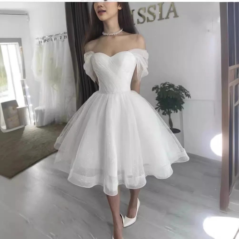 Off Shoulder Plus Size Wedding Dress Vestidos De Novia Bride Dress Платье Party Bridal Dress Boho Simple New Gown Lace Tulle