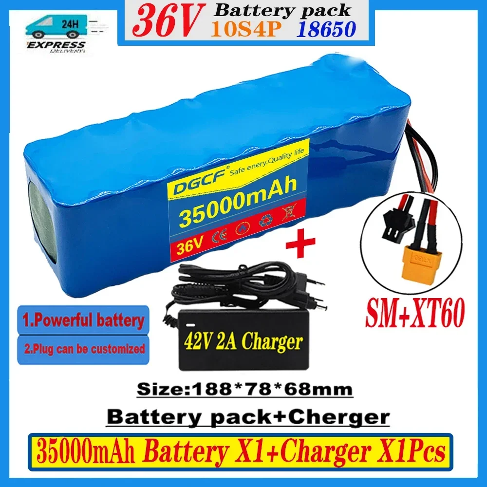 

10S4P 36V 35Ah 18650 lithium ion Battery 500W high power batteries 42V 35000mAh with BMS Protection+Charger