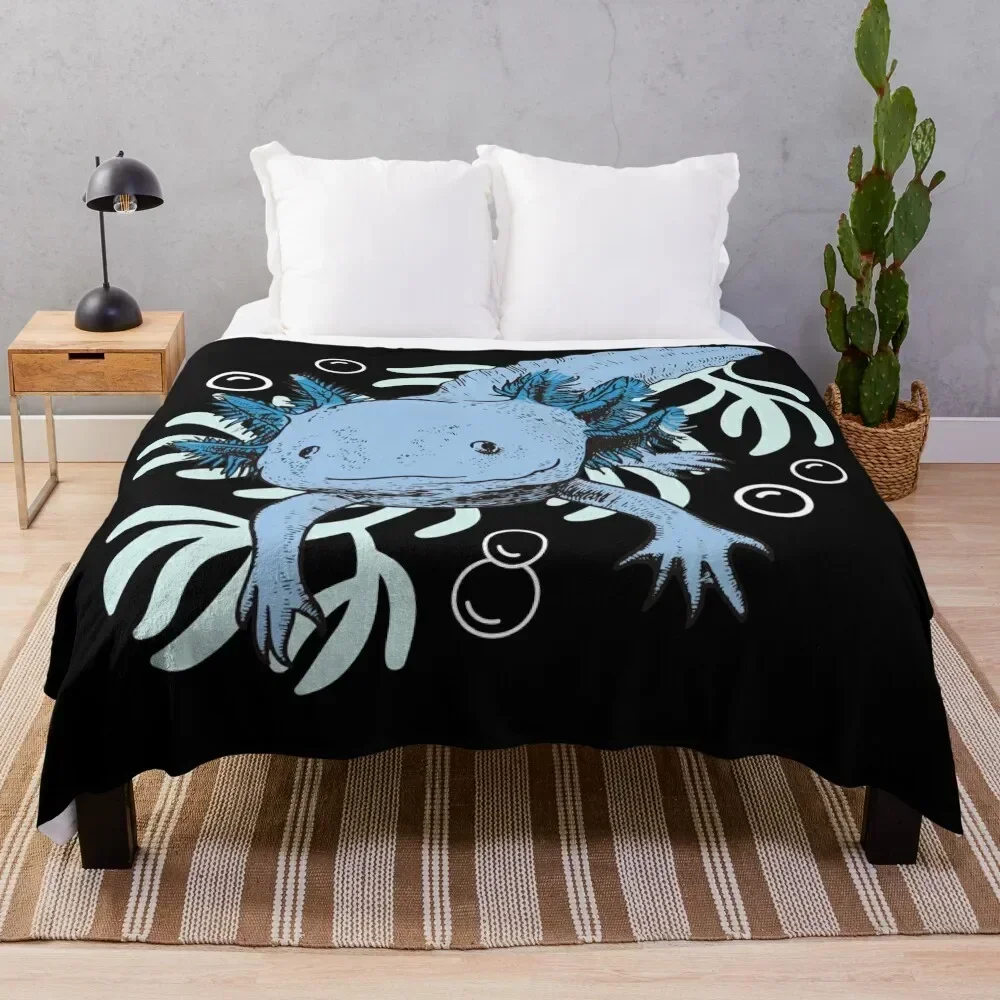 

Blue Axolotl Coral Throw Blanket for winter For Baby christmas gifts For Sofa Thin Blankets