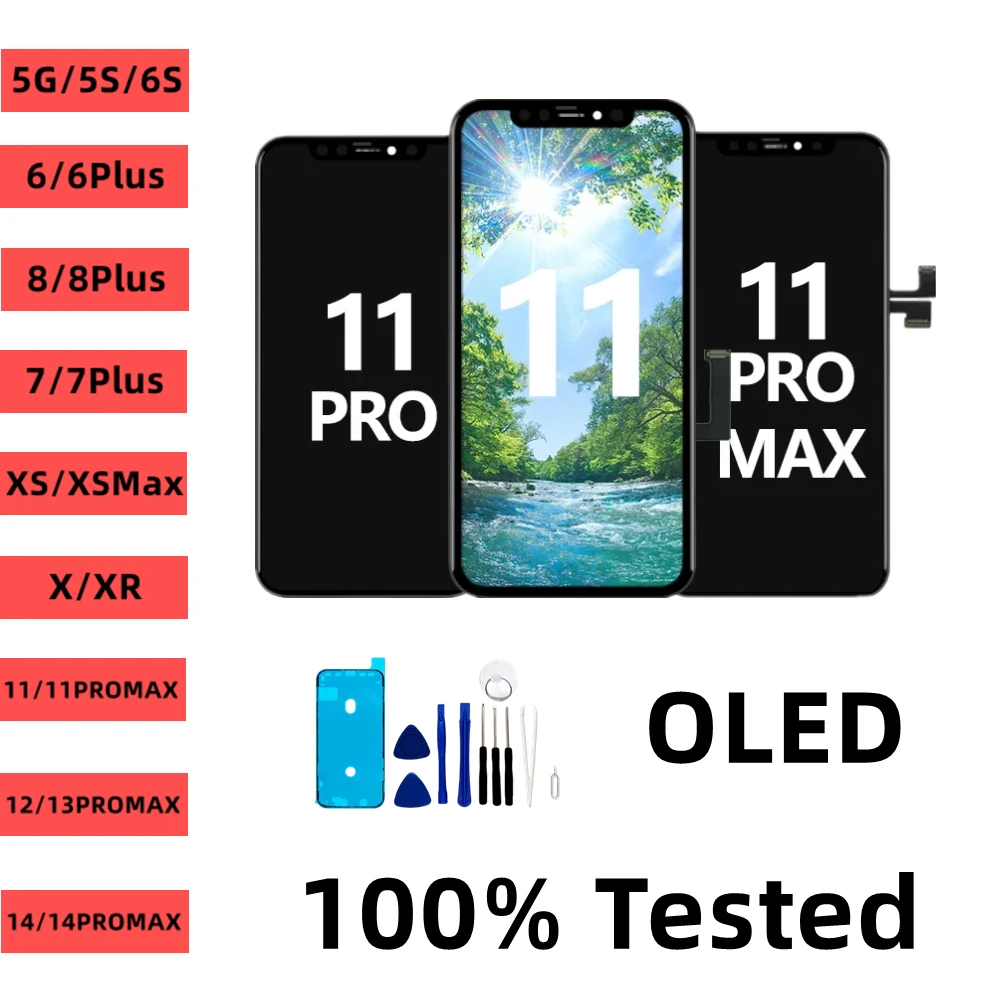 OLED Display LCD Touch Screen Digitizer Assembly For iPhone 11 12 Pro Max Display No Dead Pixel Repair  For iPhone X XR XS Max