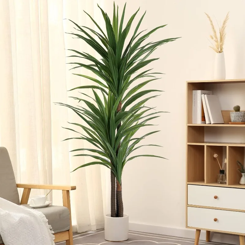 Dracaena Silk Plant Corn Stalk Faux Plants Indoor Large Fake Plants Potted Yucca Tree Tropical Floor Plants