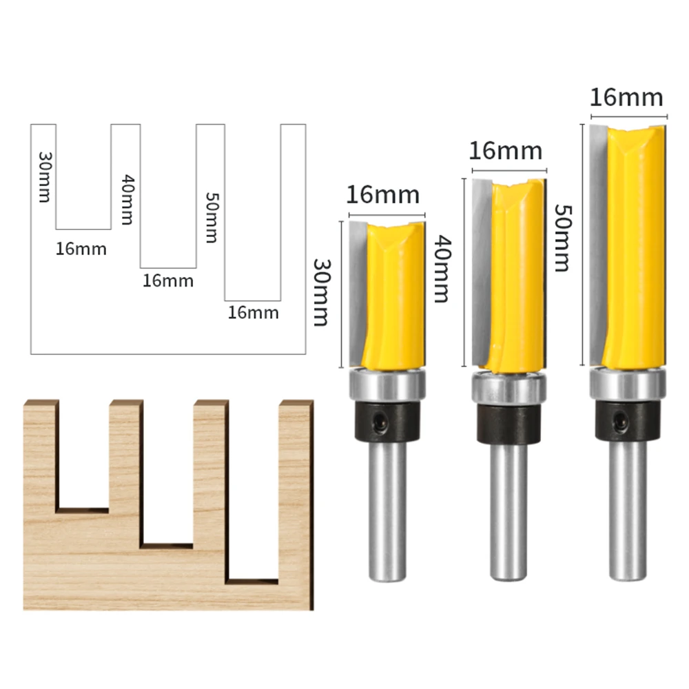 8mm Shank Cover 16/19MM Template Trim Pattern Router Bit  Carbide Cutter Woodworking Milling Cutters for Flush Trimmer Cleaning