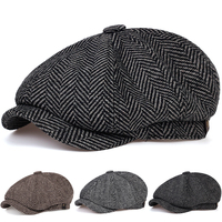 Men Casual Newsboy Hat Autumn Winter Diamond Check Retro Beret Hat Casual Hats Octagonal Cap Hip Hop Berets