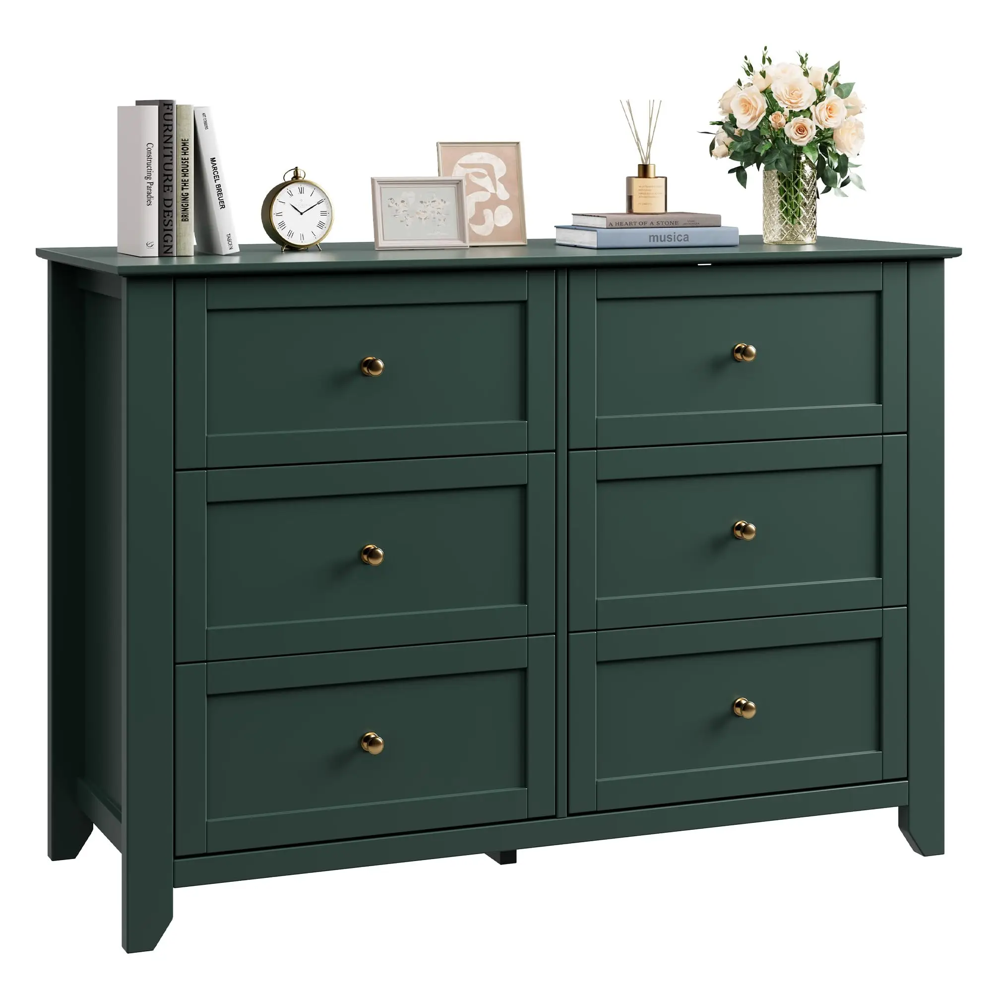 GarveeLife Spacious & Modern 6 Drawer Dresser – Wide Wooden Chest with Deep Storage, Metal Knobs, Versatile Organizer for Bedroom, Closet, Nursery, Living Room, Entryway