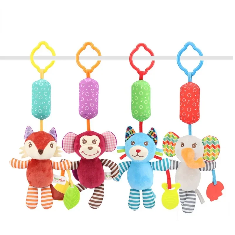 Desenhos animados Listrado Boneca De Pelúcia para Carrinho De Bebê, Animal Pingente, Sino De Suspensão, Chocalho Calmante, Cama Bell, Brinquedo Recém-nascido