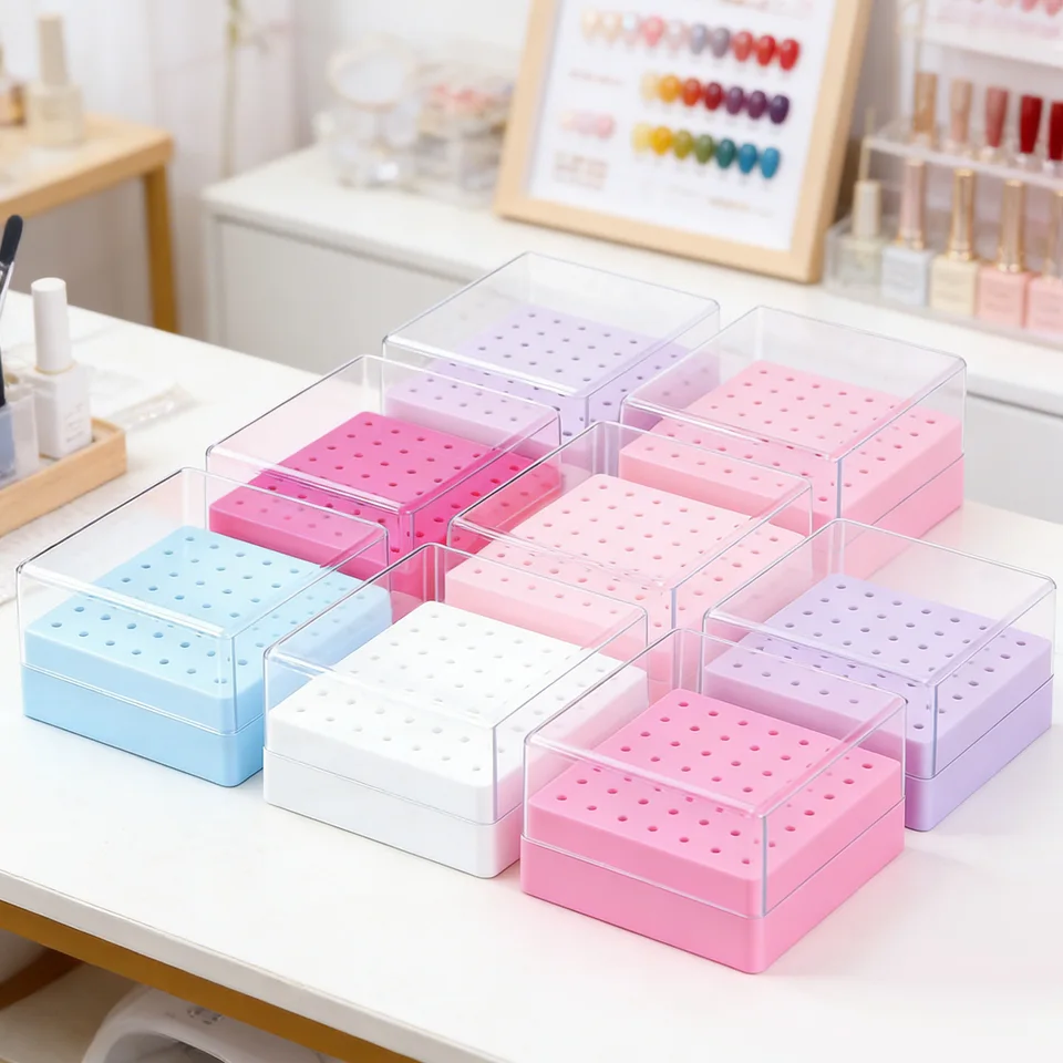 Organizador de cabezales de fresas para uñas con 49 agujeros, soporte para fresas, mango de 2.35mm 4