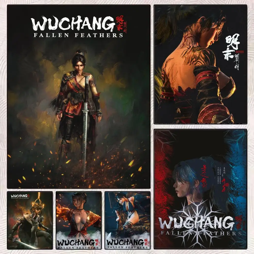 Game W-Wuchang Fallen Feathers dark Painting Calligraphy Modern Canvas Wall Art Print Stylish Bedroom Cafe Home Decor Gift