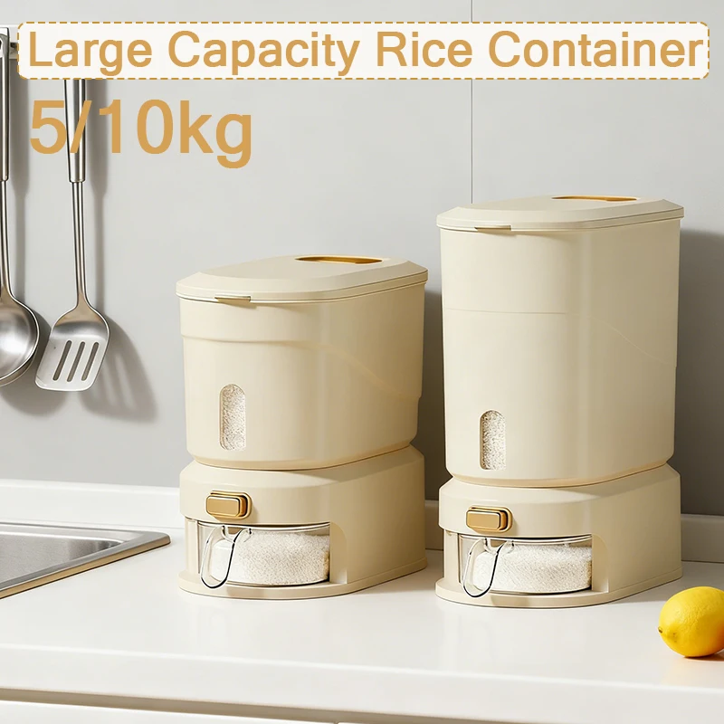 Insect Proof Moisture Proof Rice Box Grain Sealed Jar Kitchen 22Lb/10kg Large Capacity Containe Storage Container for Cat Food쌀통