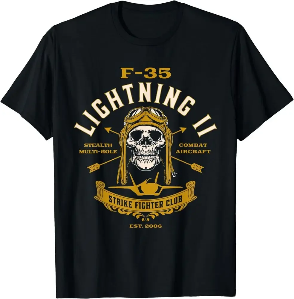 F-35 Lightg II Fighter Jet Aircraft Skull Design Gift Shirt Y2K tops Unisex Summer Short Sve