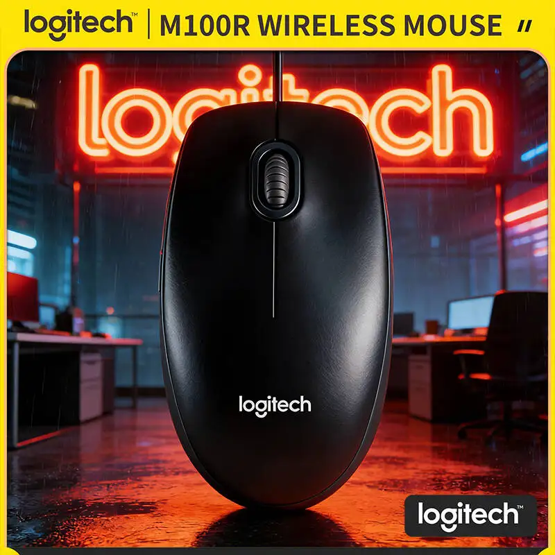

Logitech M100R Ergonomic Wired USB Mouse 1000DPI Precision Ambidextrous Design 1.8m Cable Home Office School Computer