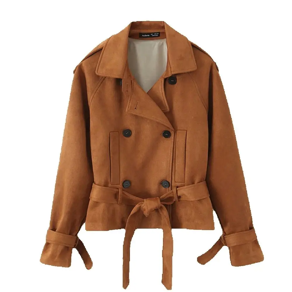 

Европейский и американский стиль, осенняя новая женская одежда, дизайнерская универсальная замшевая куртка с петлями на плечах, куртка с петлями