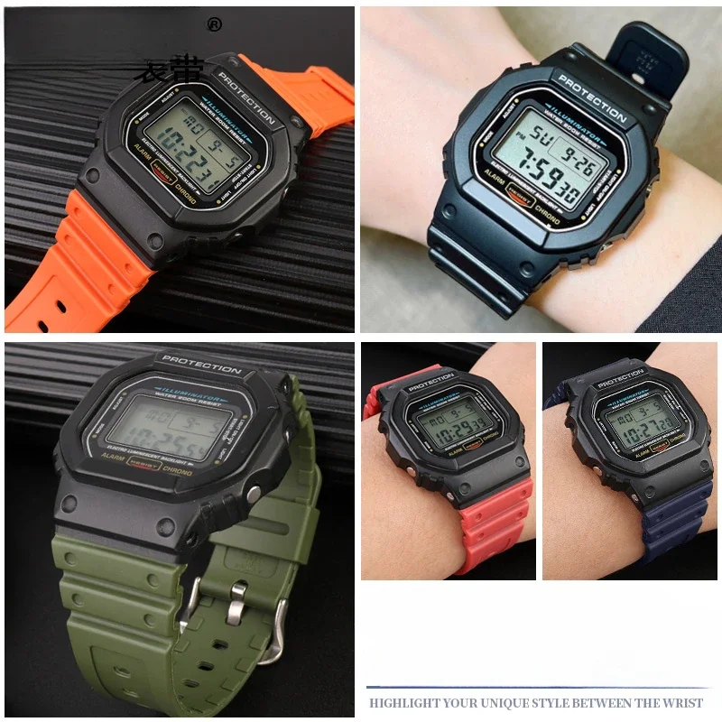 For Casio 16mm Watch Strap Convex Interface Sweat-Proof Wear-Resistant Silicone Ga2100 Gw6900 Gd120 Dw5600 5610 Accessories