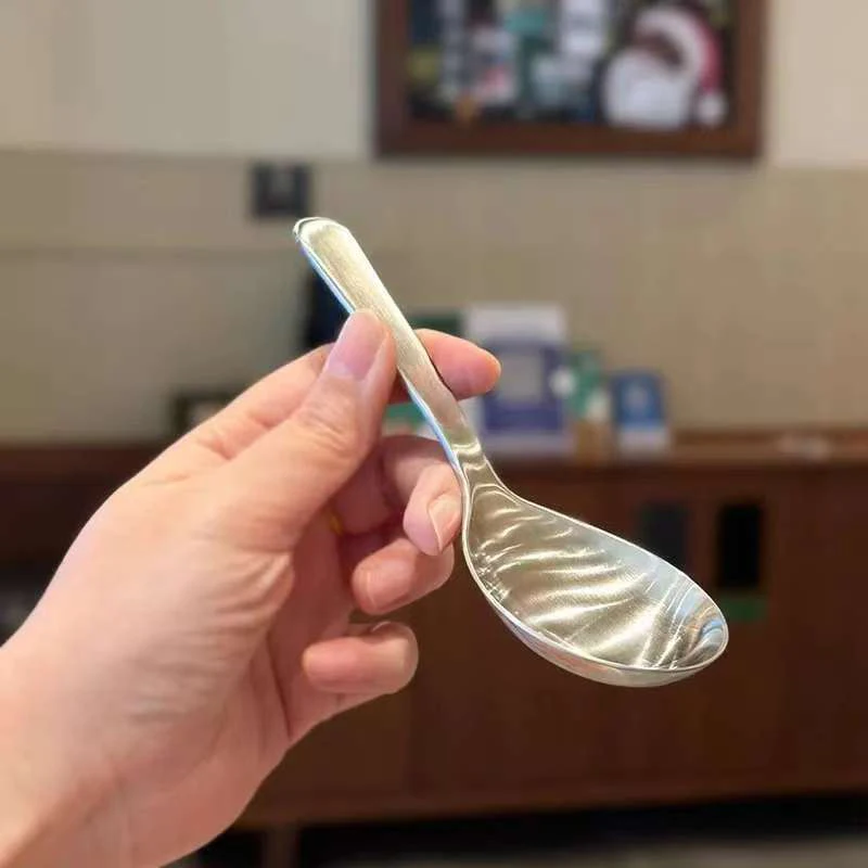 Stainless Steel Round Spoon Net Red Golden Dinner Long Handle Stirring Dessert Spoons For Kitchen Accessories Gadgets