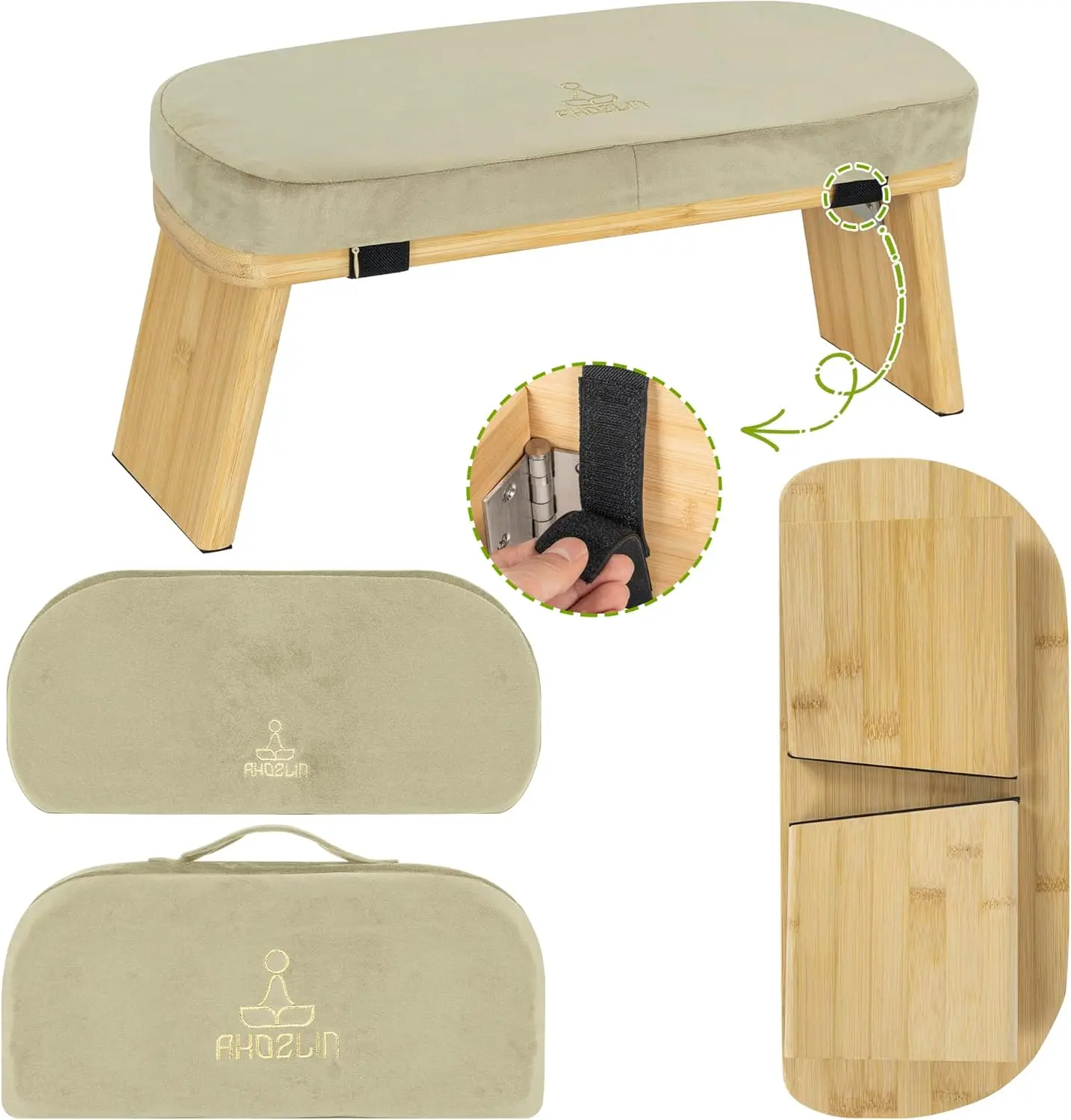 Picture 4: Meditation Bench Yoga & Prayer Chair for Floor Sitting Solid Frame,Green