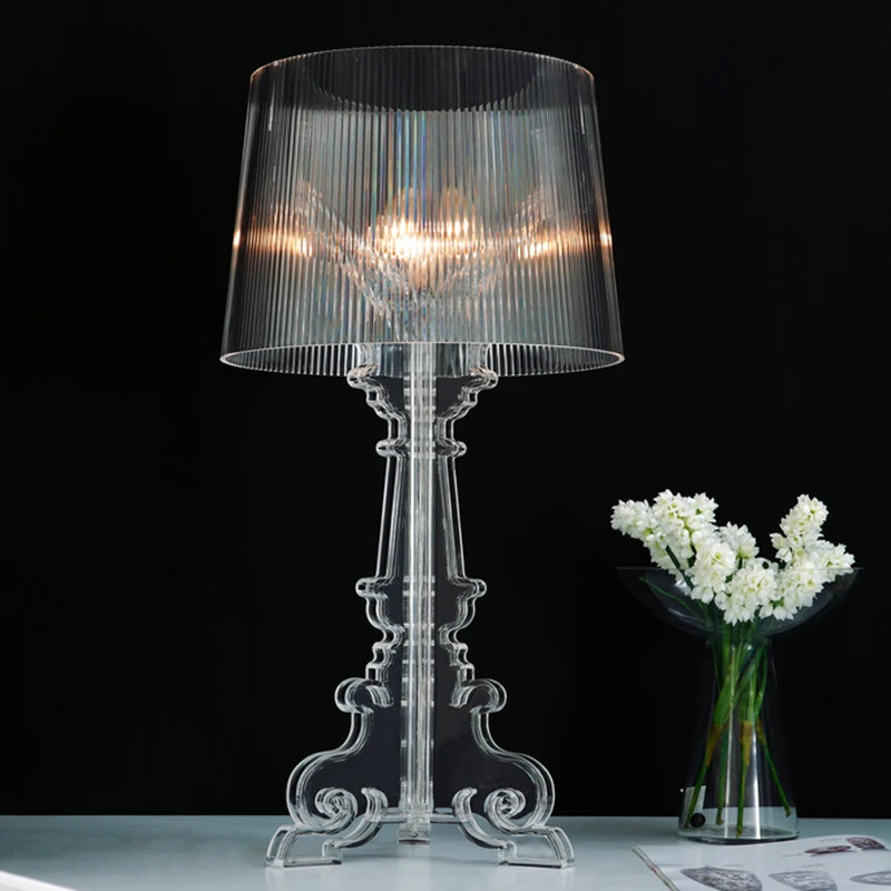 

Baroque Antique Victorian Style Accent Table Lamp Clear Acrylic for Living Room Bedroom House Bedside Nightstand Home Office