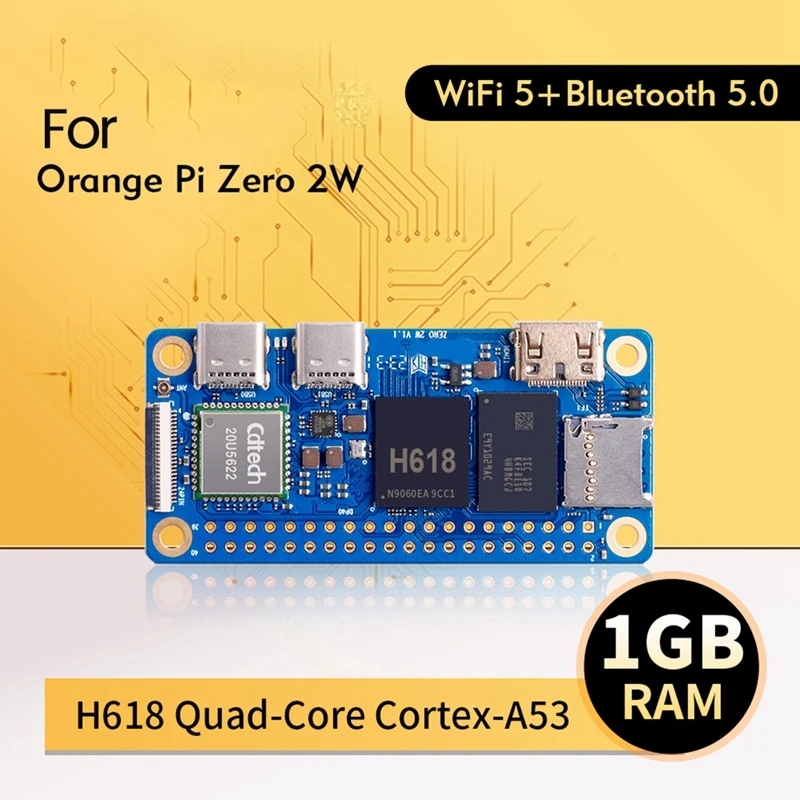 

For Orange Pi Zero 2W 1GB RAM DDR4 Mini PC Allwinner H618 Orange Pi Zero 2W Wifi Bluetooth SBC Single Board Computer Easy To Use