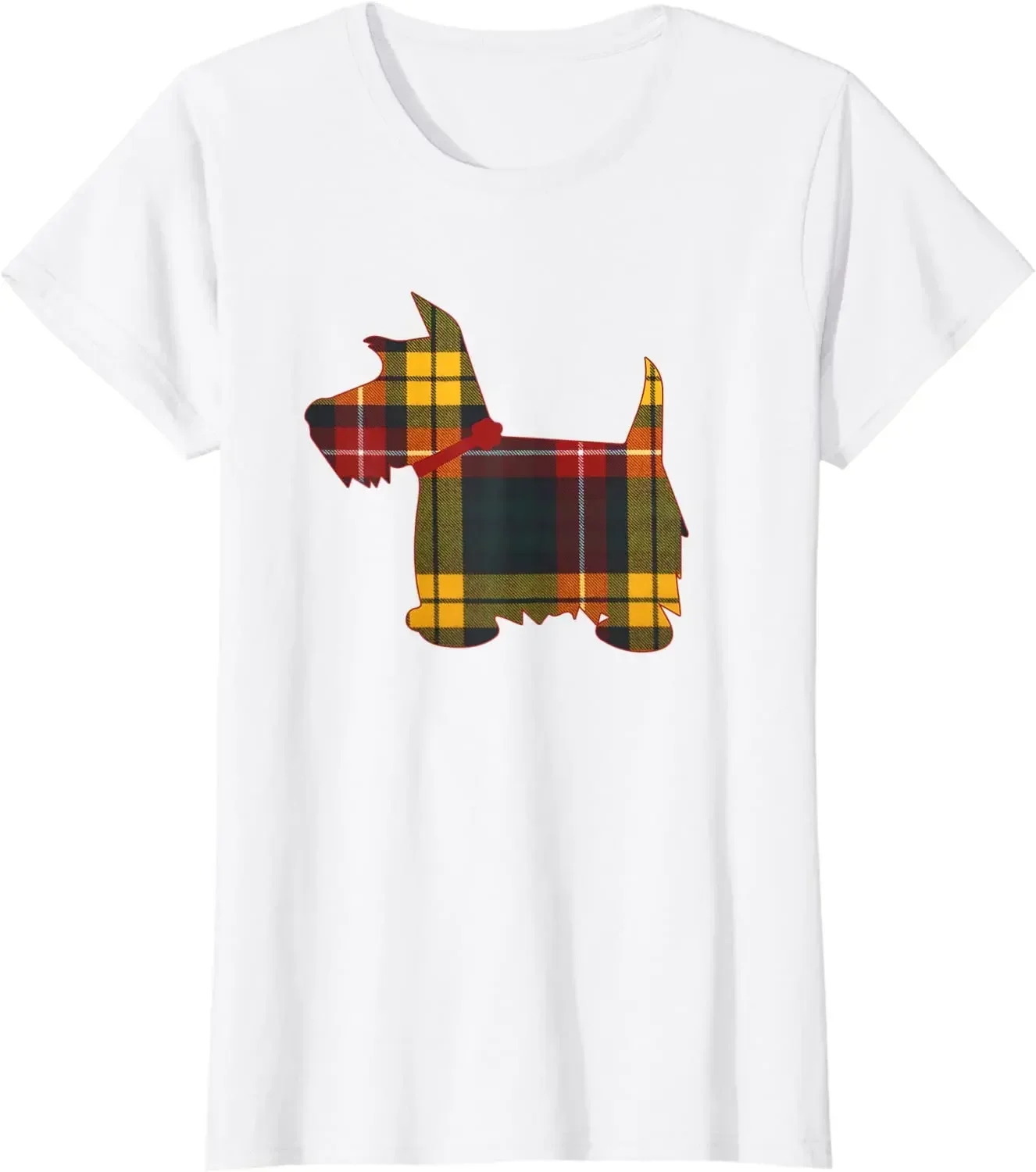 Scottie Dog Scottish Terrier T Shirt Buchanan Tartan Plaid Tshirt Mens T Shirts Oversized T Shirt Four Seasons Cotton Daily Tees