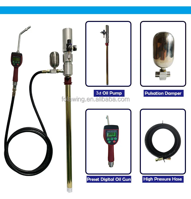 3:1 Long Life Time Portable Lube Transfer Pump Pneumatic Automatic Barrel Oil Pump for Engine  With Preset Gun