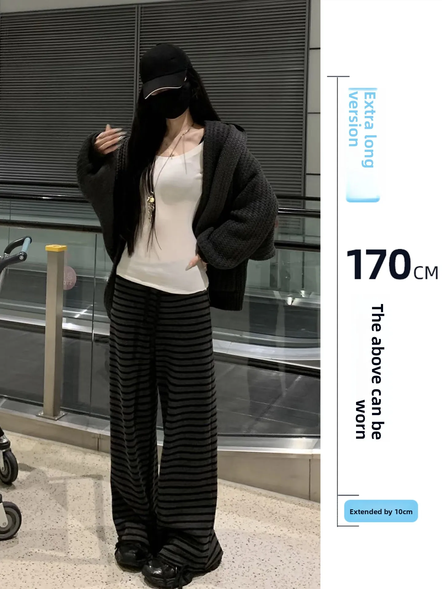 

Loose High Waist Striped Pants Women's Autumn Winter New Korean Version Drapey Tall Loose Casual Pants Comfortable Straight Leg