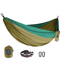 Single Person Portable Outdoor Camping Hammock With Nylon Color Matching Hammock High Strength Parachute Fabric Hanging Bed