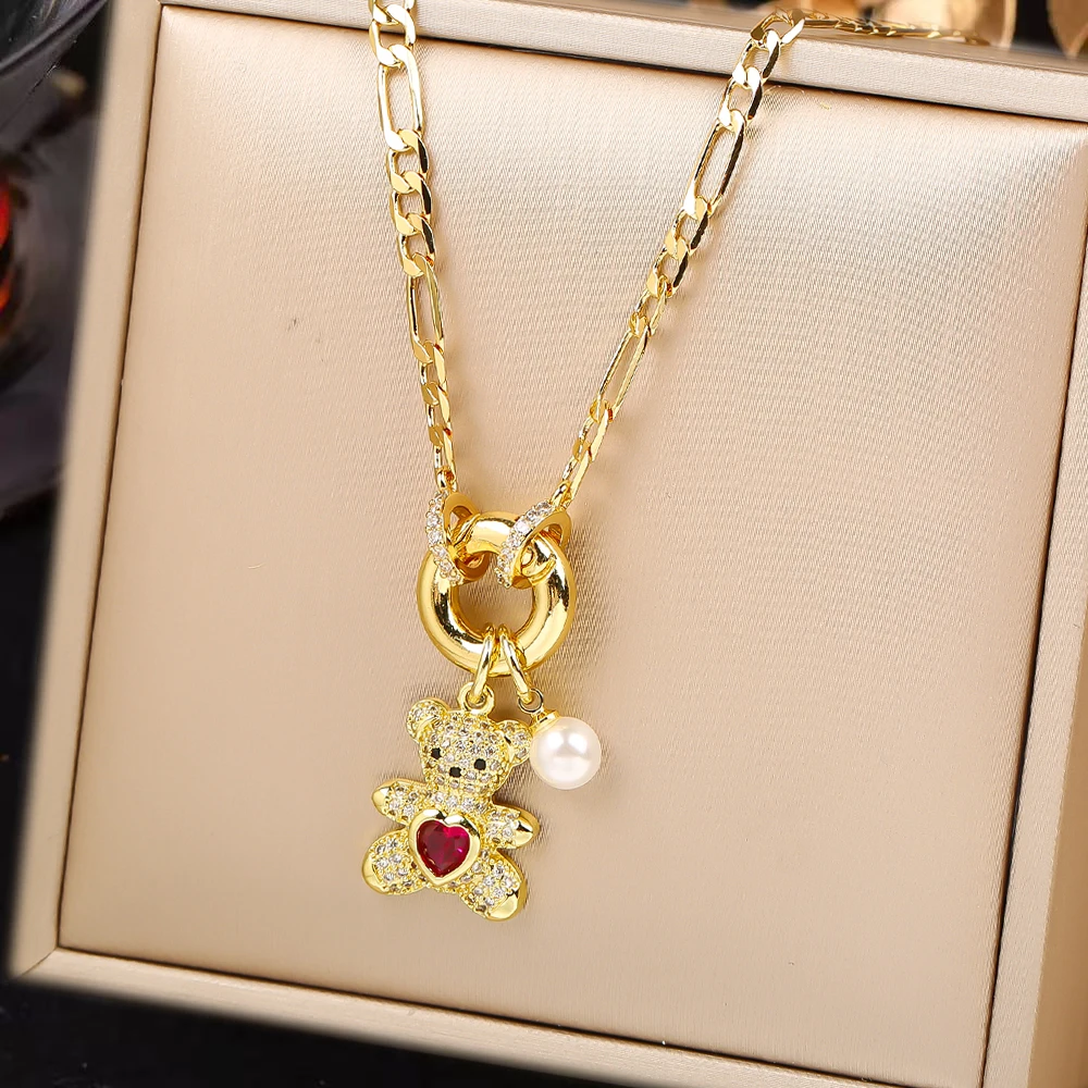 Hot Sale Cute Animal Bear Crys - Pearl Trim Chain recension och pris