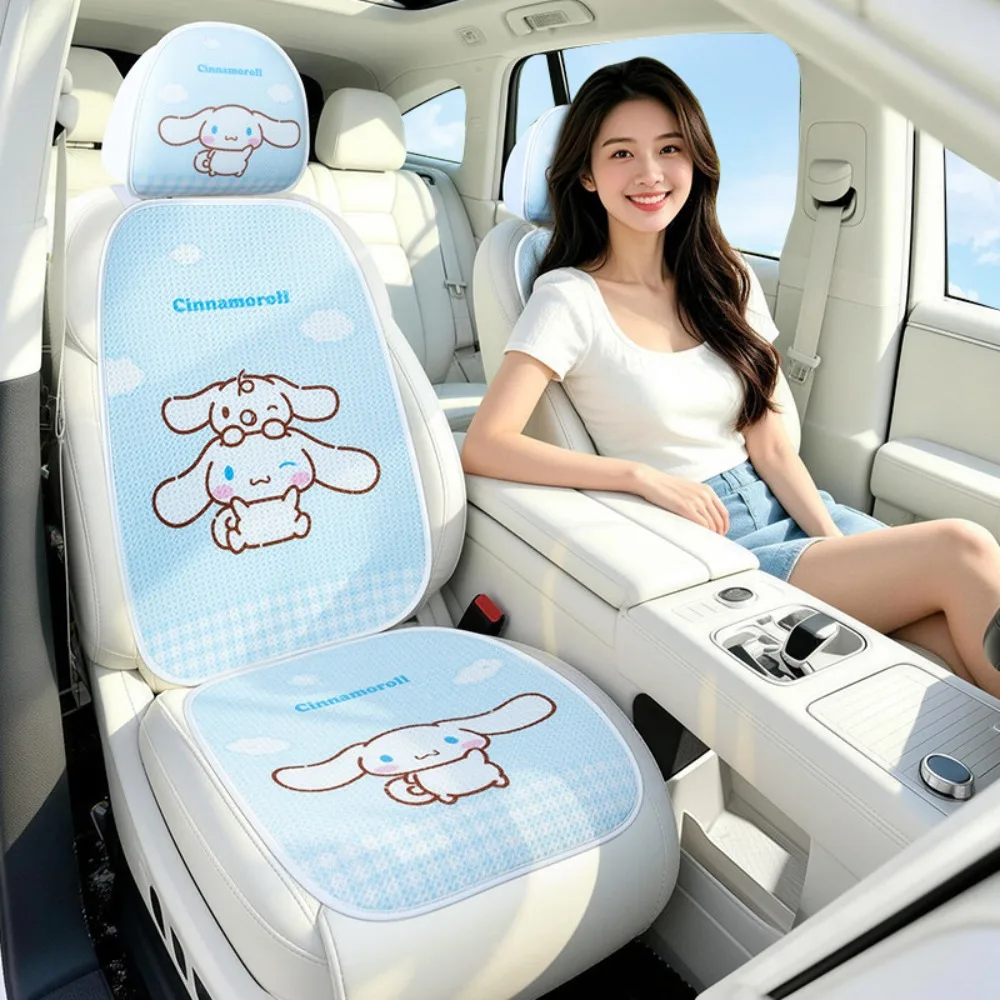 Sanrio Cinnamoroll Car Seat Cushion, 2026 New All‑Season Universal Main Driver Seat Pad Cute Kawaii Car Interior Decor for Girls