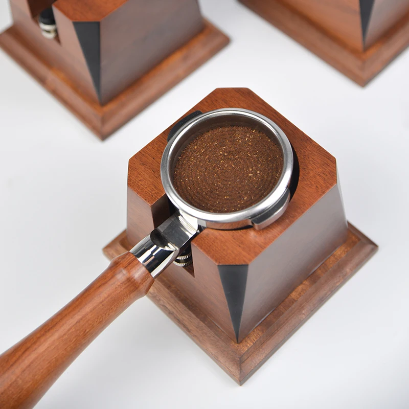 Portafilter Holder Tamper Stand Wooden Espresso Tamping Station Adjustable Height Tamping Station Base for 58mm Portafilter