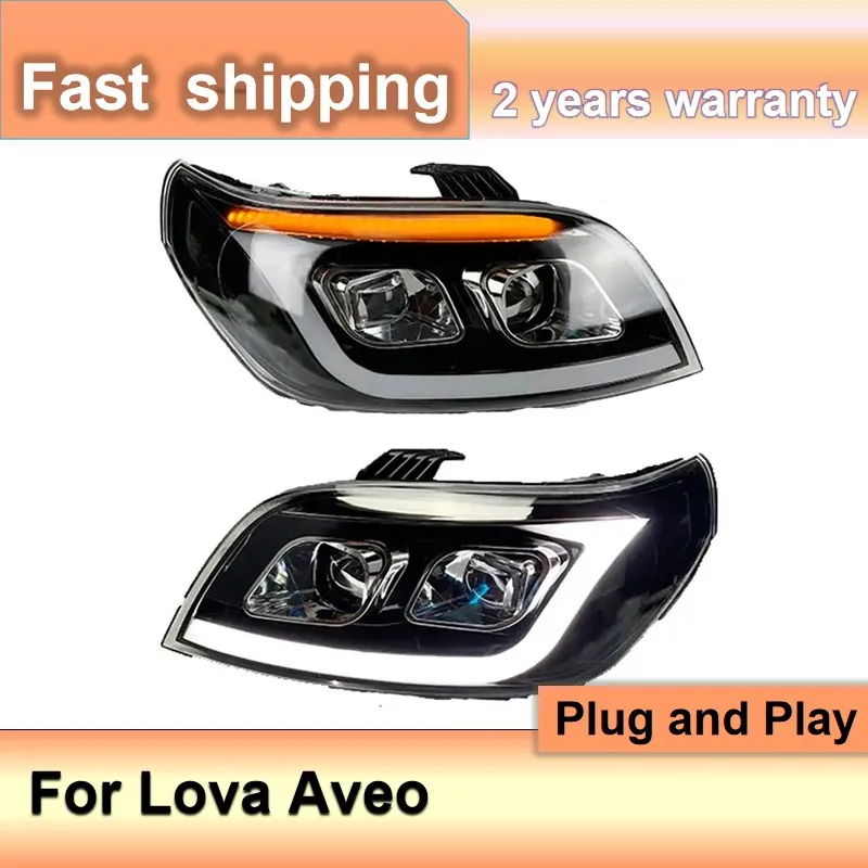 Car Accessories for Lova Chevrolet Headlights 2008-2019 Aveo Front Light DRL Turn Signal High Beam Projector Lens