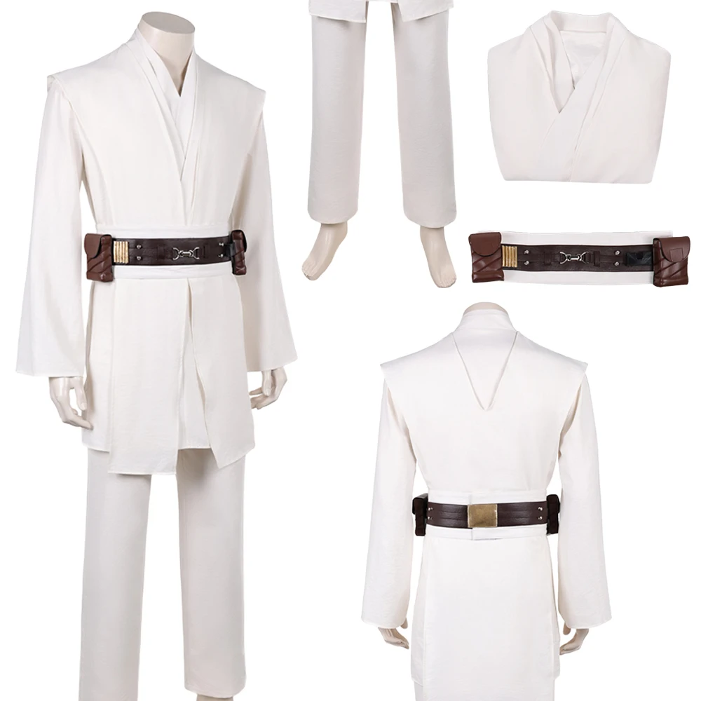 

Fantasia Knight Obi Wan Cosplay White Suits Movie Space Battle Men Disfraz Costume Male Fantasy Halloween Carnival Party Clothes