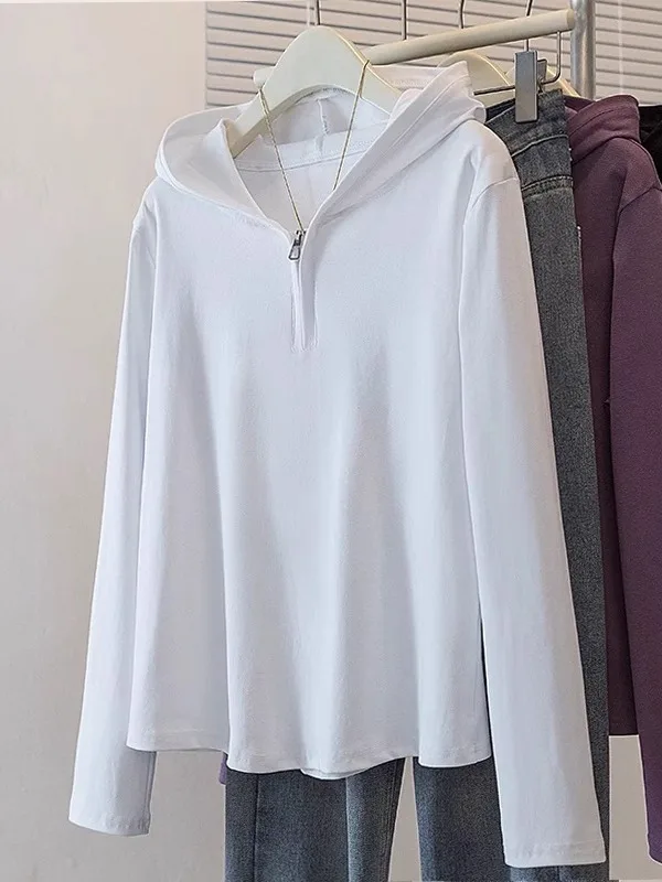 Modisches Kapuzen-Langarmshirt für Damen Locker Sitzend Figurformend Lässig Herbst 2025 Neuerscheinung Bequeme Baumwollmischung