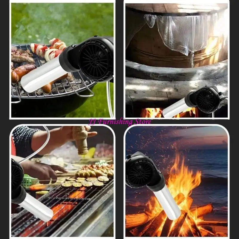야외 요리를위한 A9LB BBQ 송풍기, 알루미늄 튜브와 USB 충전식 핸드 헬드 팬 벨로우즈