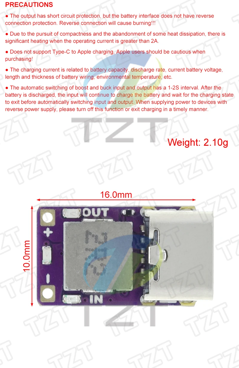 5V 2,4A Lithium-Batterie Lade- und Entlade-Modul Schnellladung 3,7V 4,2V 18650 Lithium-Batterie Boost-Leistungsmodul Typ-C – Detail 4