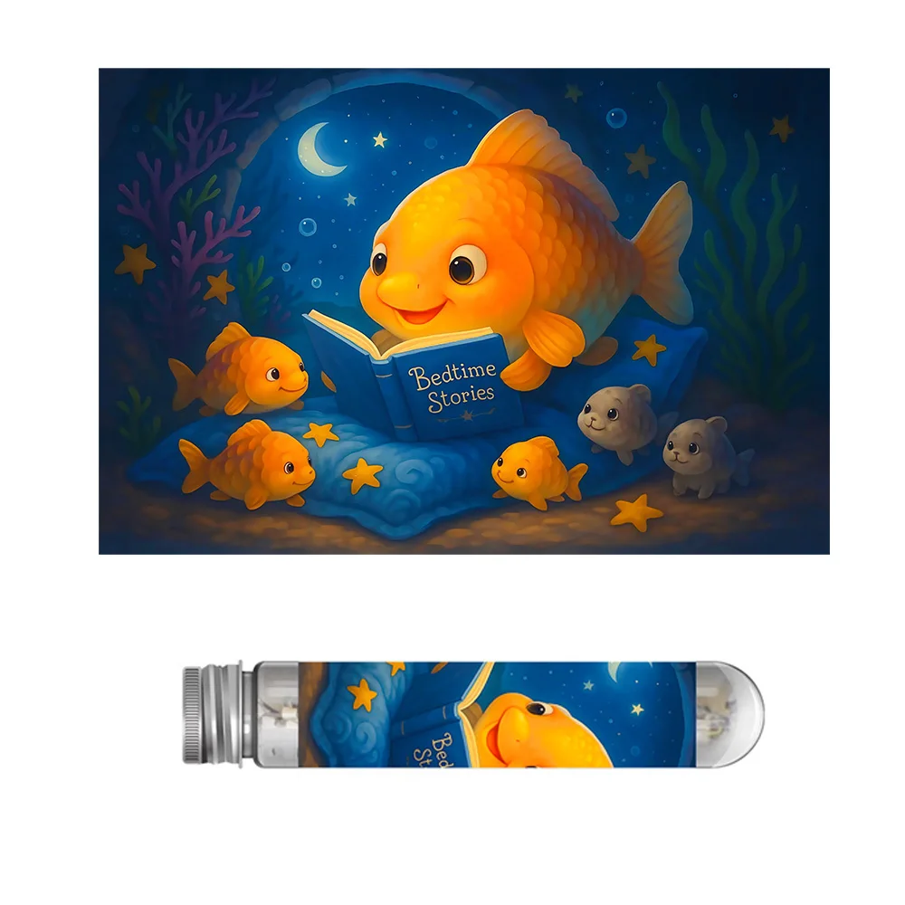 Good Night Golden Fishes Together 150pcs Mini Test Tube Jigsaw Puzzle Easy JIgsaw Puzzle Decompression Toys Game Family