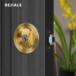 Sliding Door Lock Indoor Door Sliding Door Double Hook Lock Bathroom Kitchen Round Embedded Hidden Sliding Wooden Door Lock