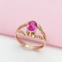 585 Purple Gold New in Pink Gemstone Rings for Women Sweet Hollow Out Design Ring Plated 14K Rose Gold Fine Jewelry Opening