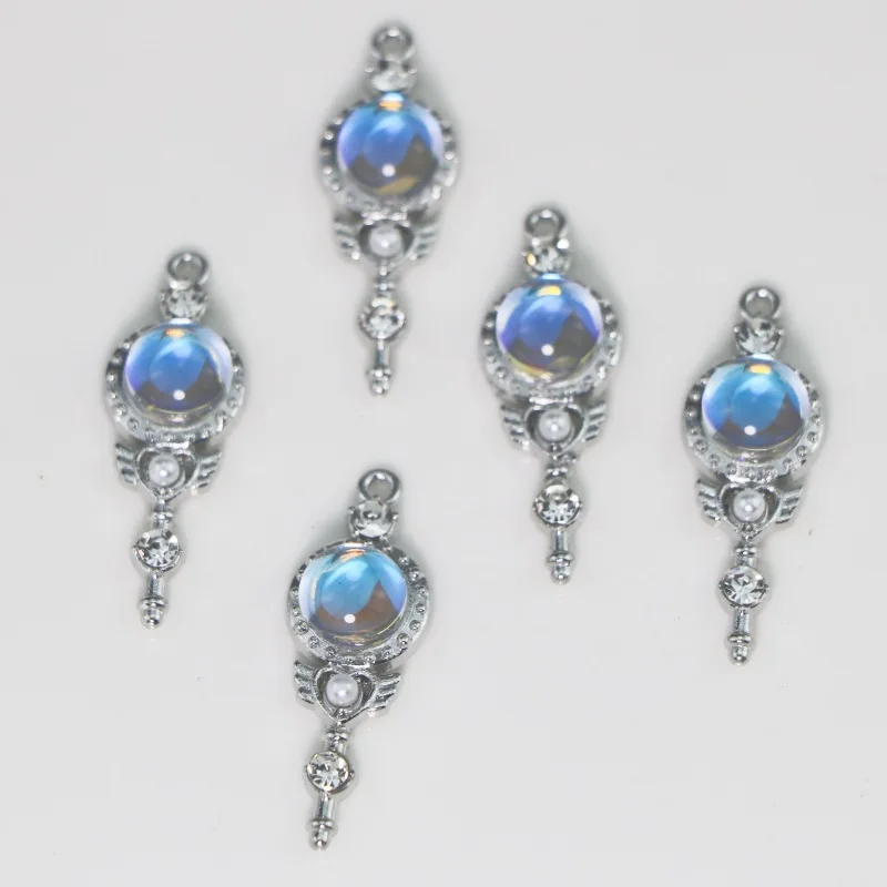 

5 шт. DIY ювелирные аксессуары персонализированный ключ из сплава лунный камень кошачий глаз камень ожерелье браслет кулон аксессуары