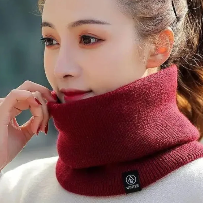 1-8PCS Winter Padded Scarf Men\'s and Women\'s Same Scarf Warm Cycling Scarf Knitted Cervical Neck Cover Woolen Pullover Scarf