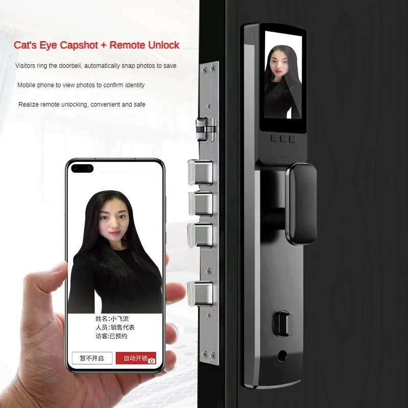 Smart lock with Camera 3D Facial Recognition Electronic Door Lock with Visual Doorbell for Video Surveillance