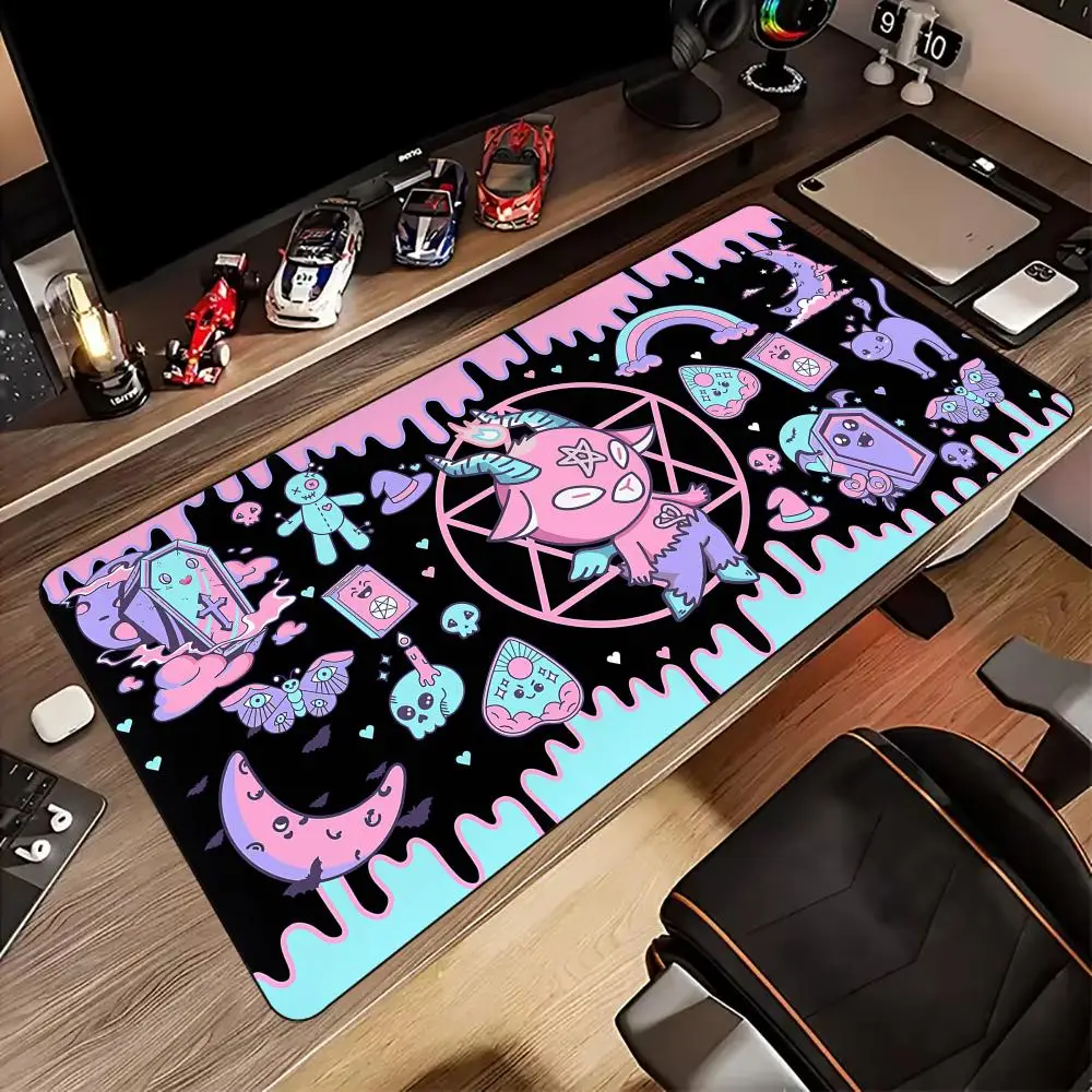 

Cute pink little devil anime Mouse Pad non-Slip rubber base Desk Mat with Stitched Edges pc accessories Gaming mat Extended pad