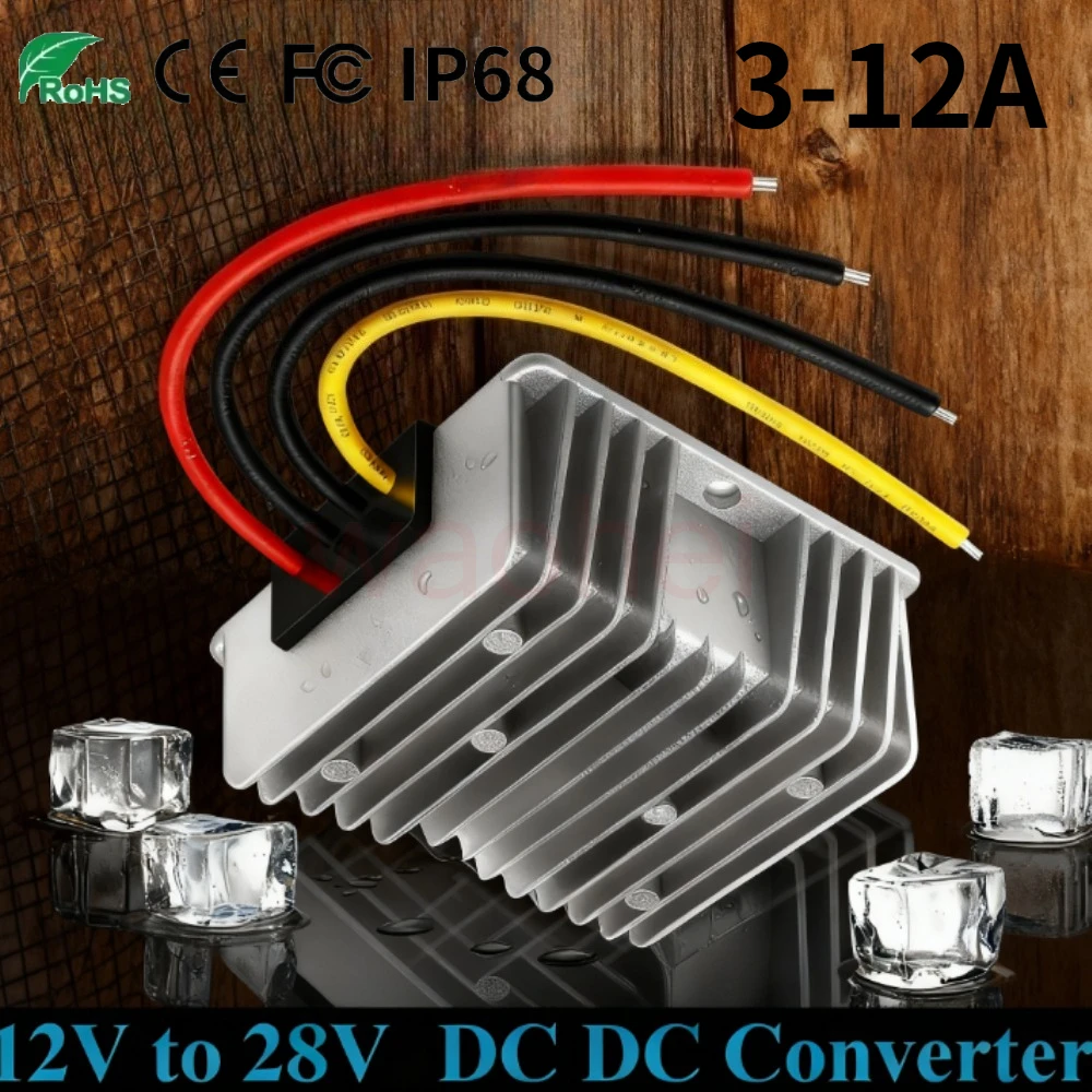 

12V to 28V 3A 5A 8A 10A 12A DC DC Boost Step Up Converter Regulator Stabilizer Automotive Regulator High Power waterproof ROHS