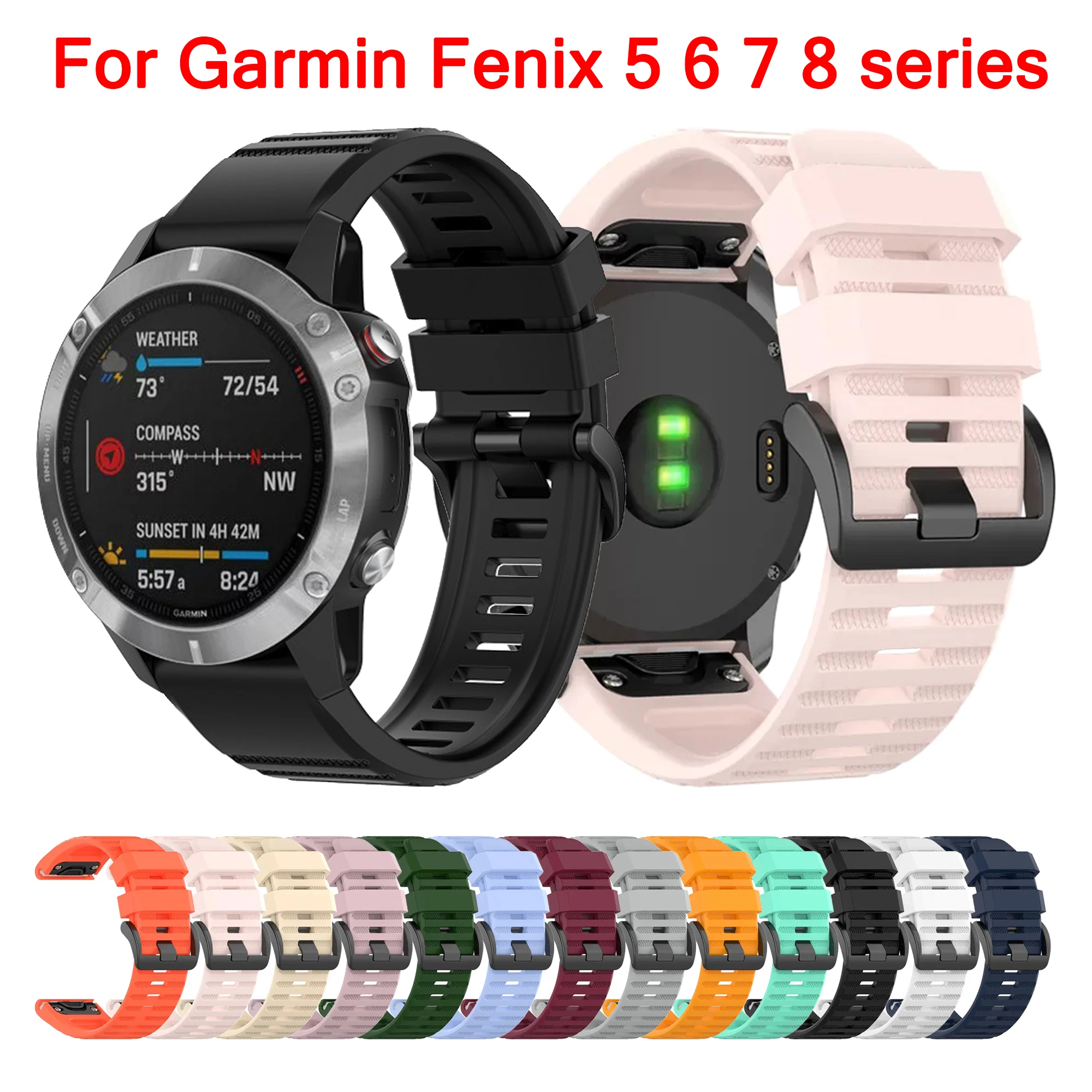 26 22 20 mm Band für Garmin Fenix 6X/6S/6X Pro/5/7X/7Pro Weiches Silikonarmband für Fenix 8 E 47 mm EPIX pro Gen2 Armband