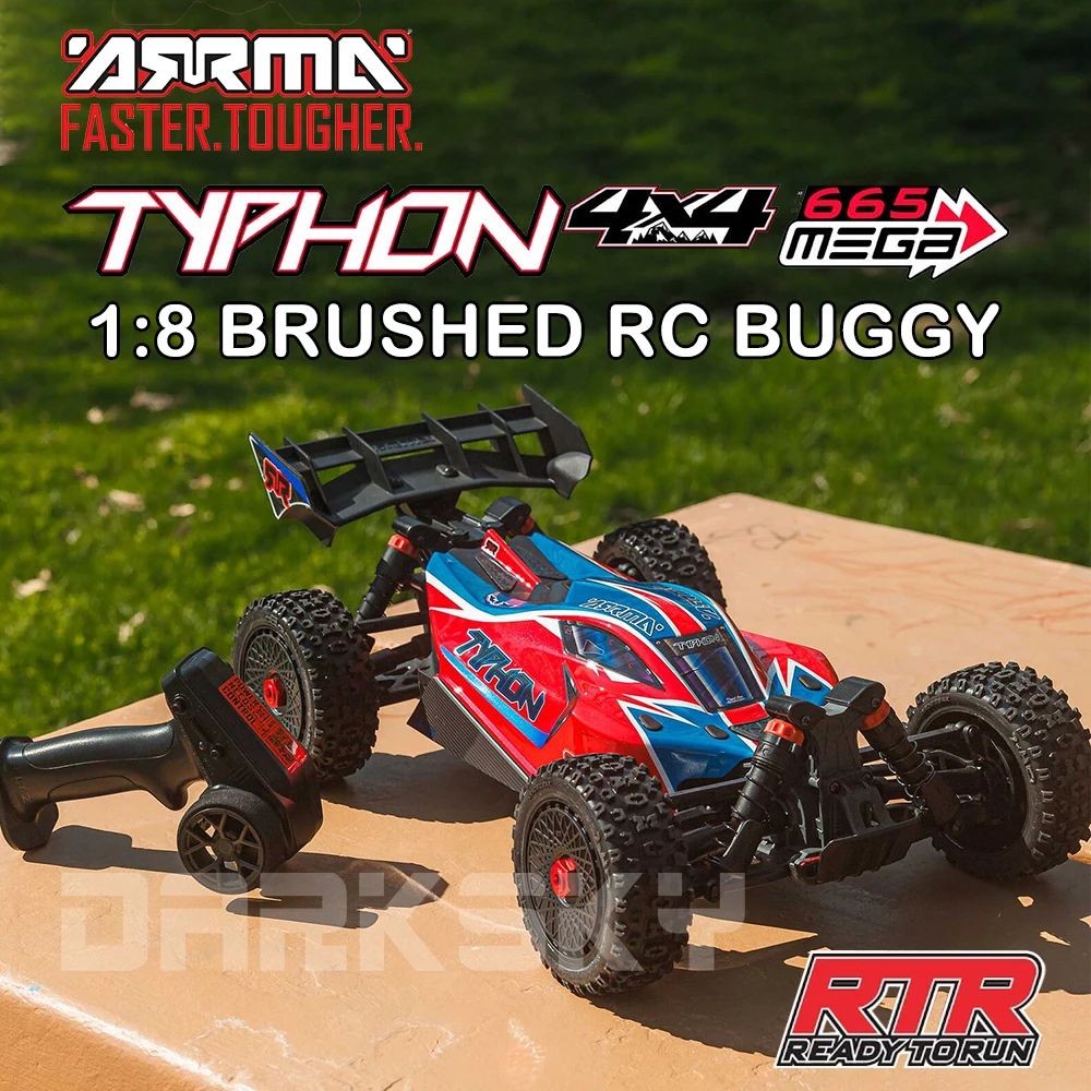 ARRMA TYPHON MEGA 665 4X4 Brushed RTR Buggy 1/8 RC Electric Remote Control Model Car ARA4206V4 Adult Children's Toys