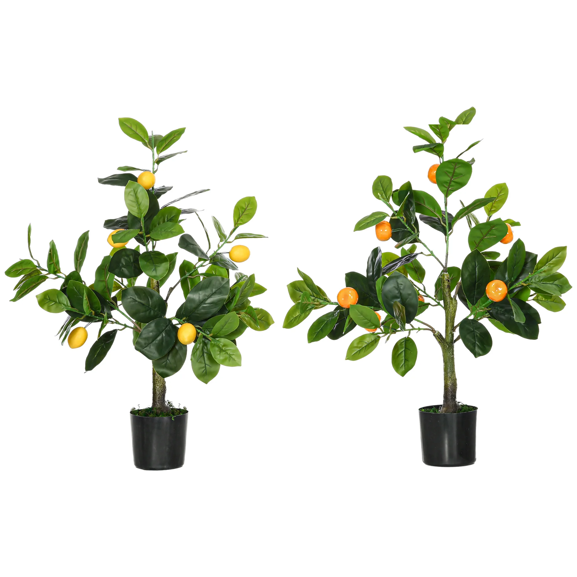 HOMCOM Set of 2 Decorative Artificial Plants of Lemonero and Orange 60 cm