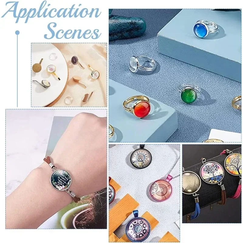 150pcs Transparent Glass Cabochons 7 Sizes Glass Dome Cabochons Clear Glass Pebbles Non-calibrated Round for Necklace Bracelets
