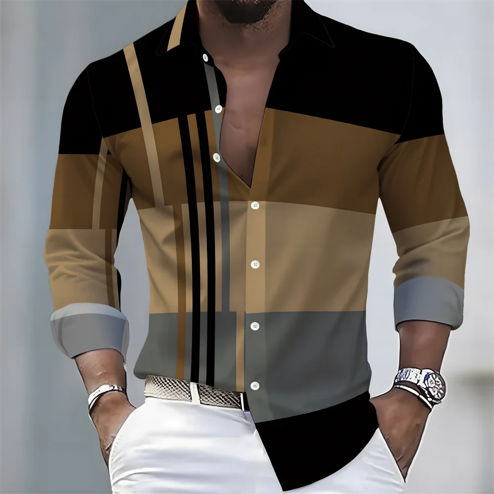 2026 New Men's Striped Long-Sleeved Shirt - Stylish, Business Casual, and Comfortable Men's Top, Suitable for Various Occasions.