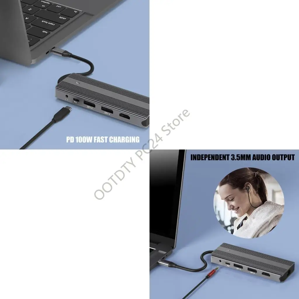 

H7BA 11 in 1 USB C Hubs for Laptop with HDTV DisplayPort Ethernet and Fast Charging