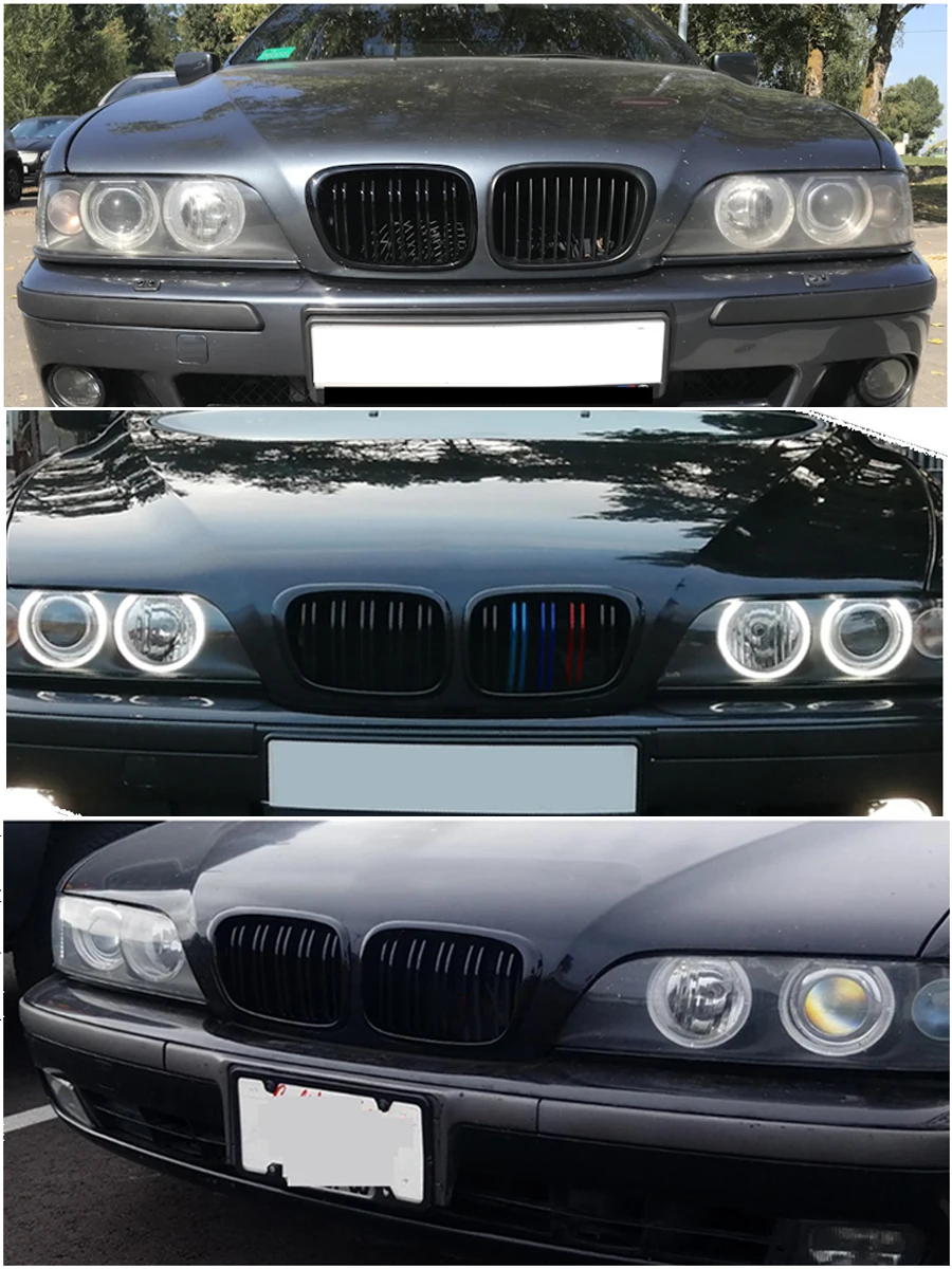 for BMW E39 5 Series Facelift Grill Black Matte Chrome Front Kidney Grille Car Tuning Body Kit